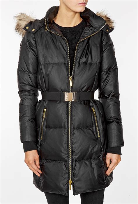 michael kors faux fur trim hooded quilted down jacket|Michael Kors Faux Fur Trim Down Puffer Coat .